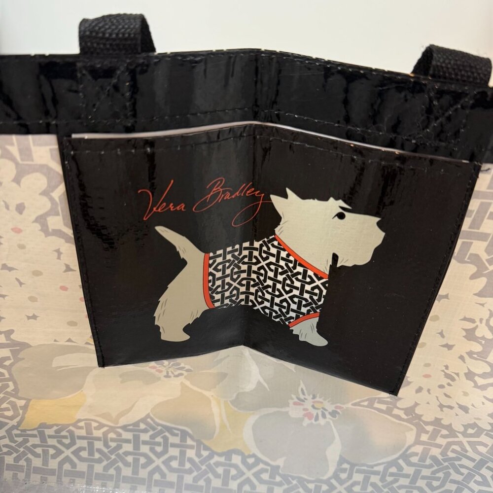 Vera Bradley Dogwood Reusable Shopping Market Tote Bag Floral Scottie Dog Pocket - Picture 3 of 7